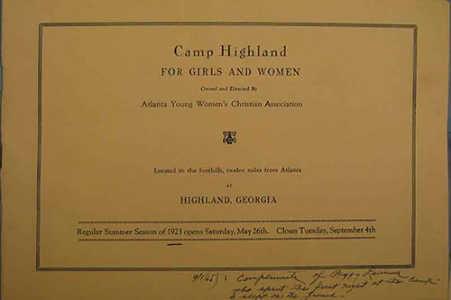 Brochure for Camp Highland: Cover